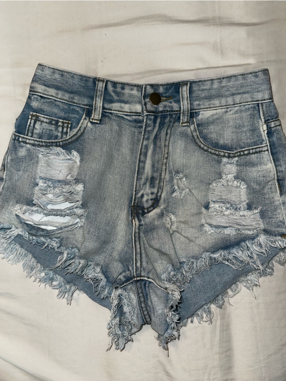 SHEIN Light Blue Distressed Denim Shorts
